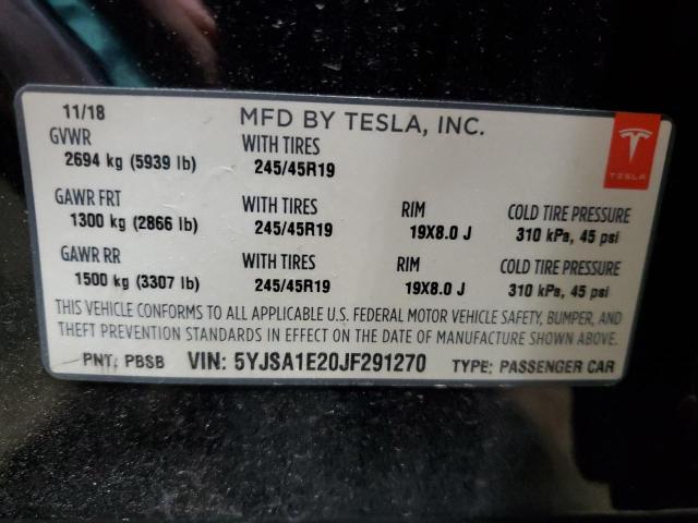 2018 TESLA MODEL S - 5YJSA1E20JF291270