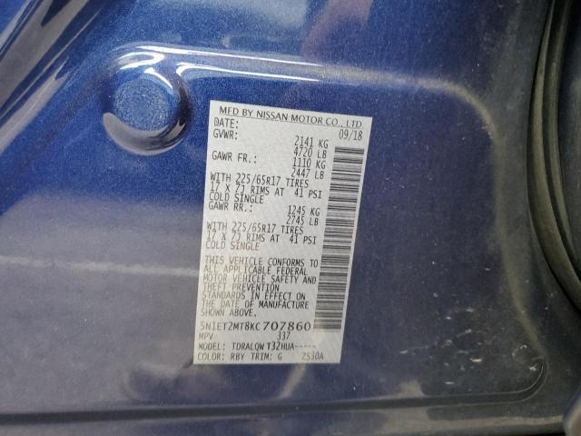 2019 NISSAN ROGUE SV H 5N1ET2MT8KC707860