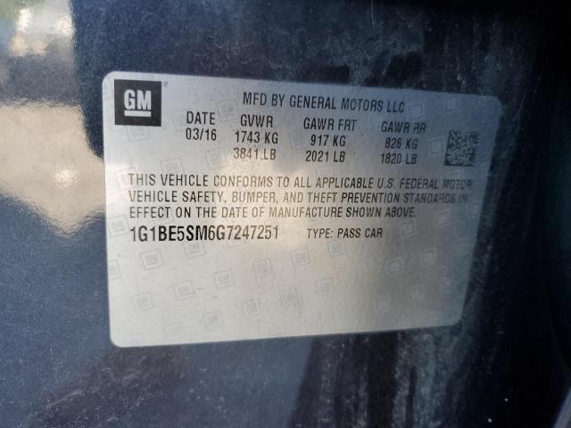2016 CHEVROLET CRUZE LT - 1G1BE5SM6G7247251