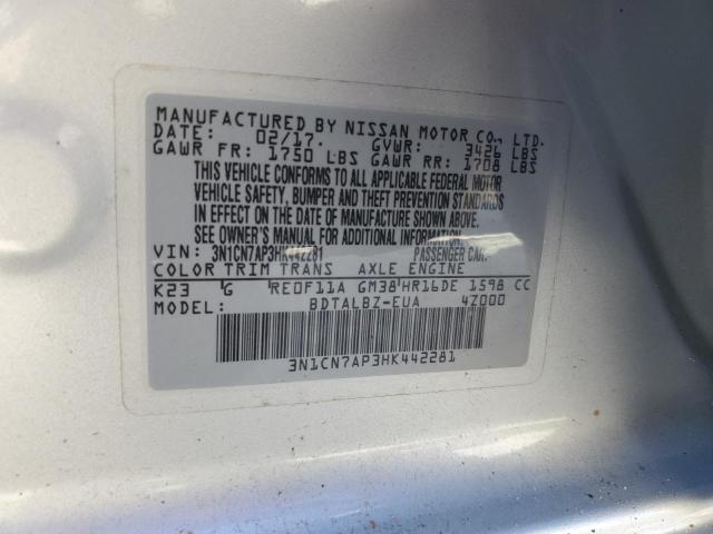 2017 NISSAN VERSA S - 3N1CN7AP3HK442281