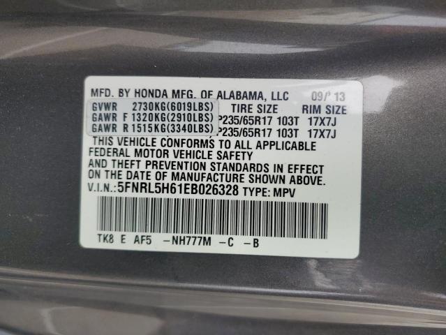 VIN 5FNRL5H61EB026328 2014 Honda Odyssey, Exl no.13