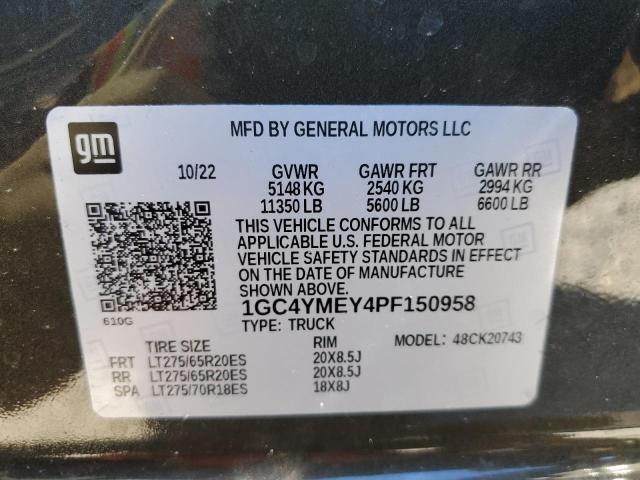 2023 CHEVROLET SILVERADO - 1GC4YMEY4PF150958