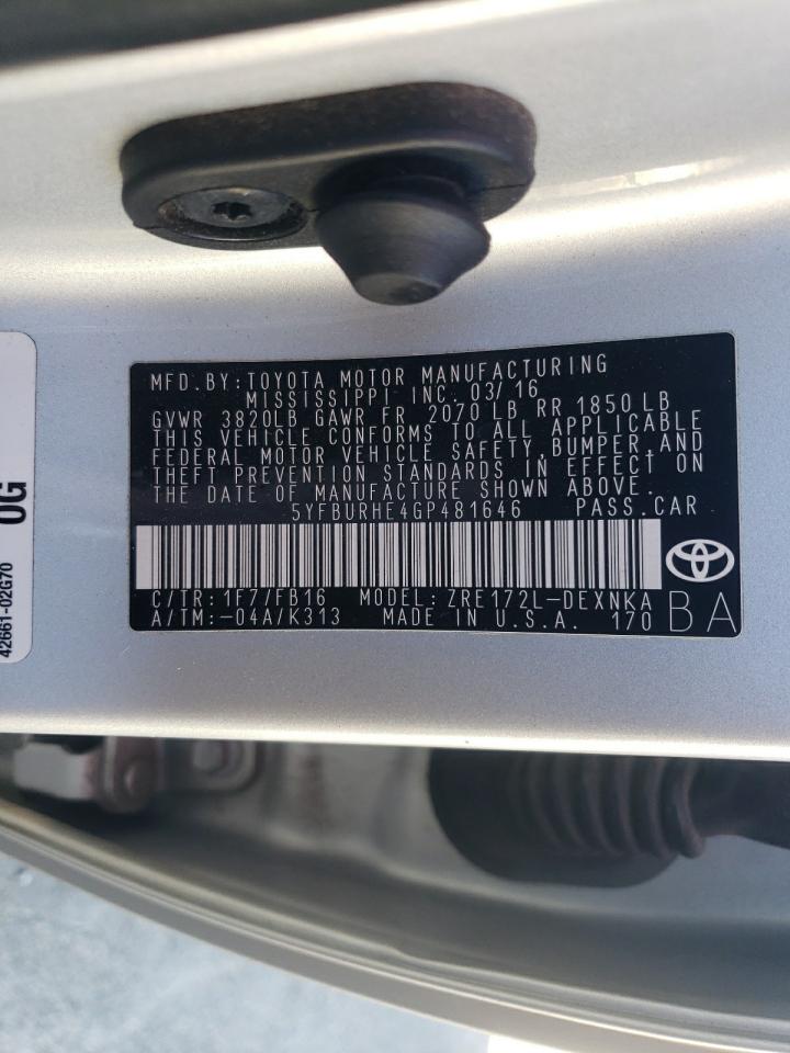 Lot #3024951417 2016 TOYOTA COROLLA L