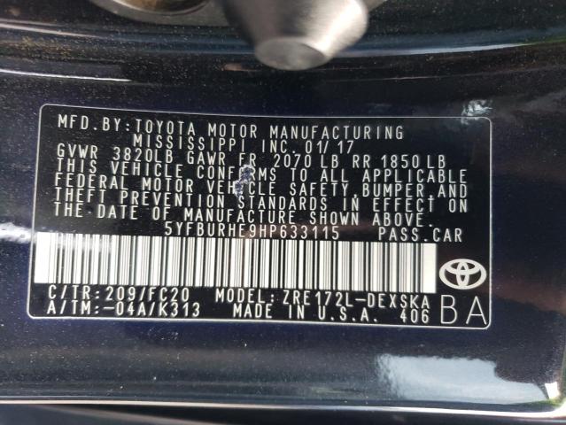 2017 TOYOTA COROLLA L - 5YFBURHE9HP633115