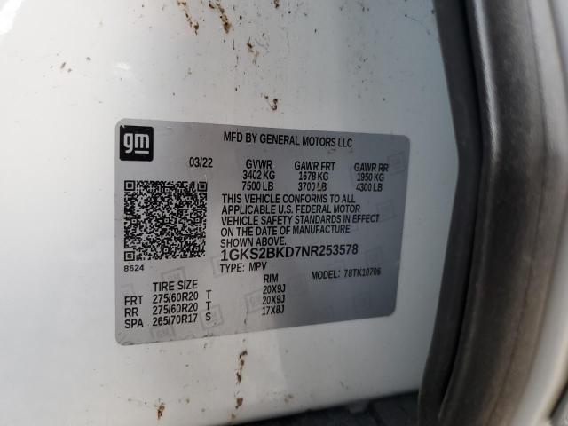 VIN 1GKS2BKD7NR253578 2022 GMC Yukon, Slt no.13