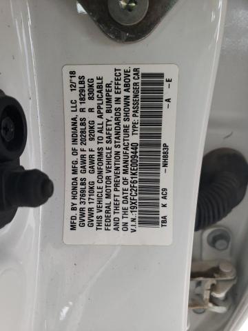 VIN 19XFC2F61KE009440 2019 Honda Civic, LX no.12