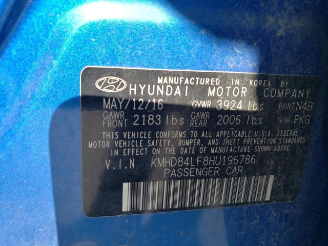 VIN KMHD84LF8HU196786 2017 Hyundai Elantra, SE no.12