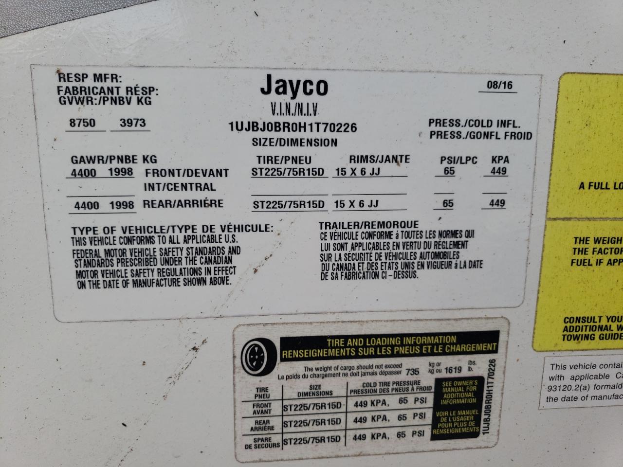 Lot #2977084385 2017 JAYCO JAY FLIGHT