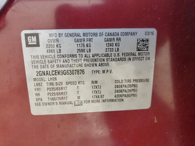 2016 CHEVROLET EQUINOX LT - 2GNALCEK9G6307876