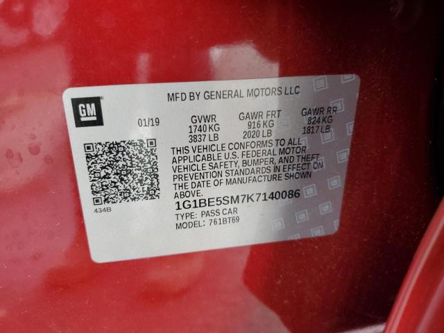 2019 CHEVROLET CRUZE LT - 1G1BE5SM7K7140086