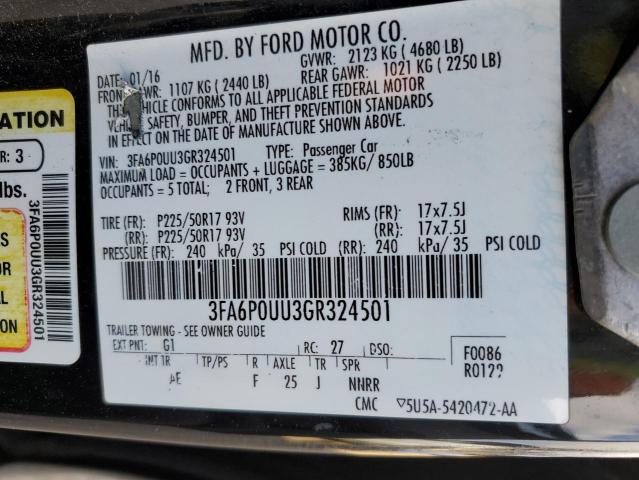 2016 FORD FUSION S H - 3FA6P0UU3GR324501
