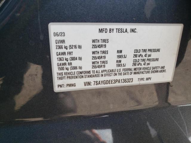 VIN 7SAYGDEE3PA136323 2023 Tesla MODEL Y no.13