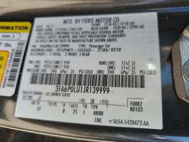 VIN 3FA6P0LU1JR139999 2018 Ford Fusion, Se Hybrid no.13