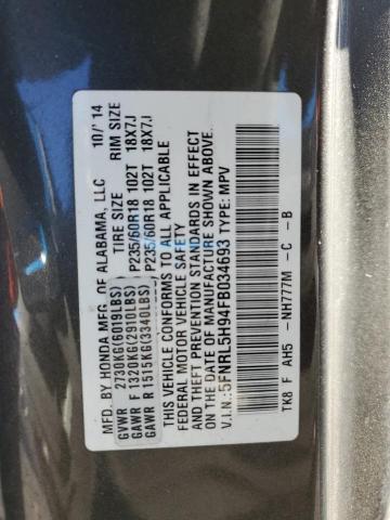 VIN 5FNRL5H94FB034693 2015 Honda Odyssey, Touring no.13