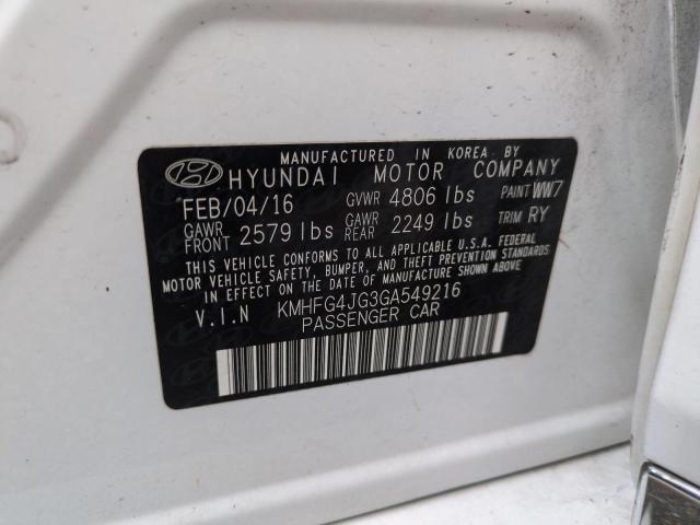 2016 HYUNDAI AZERA KMHFG4JG3GA549216