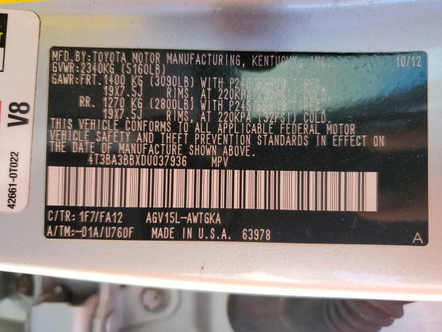 VIN 4T3BA3BBXDU037936 2013 Toyota Venza, LE no.13