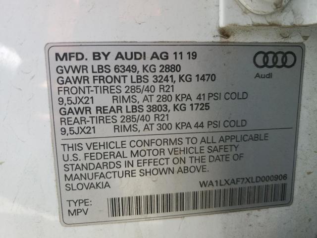 2020 AUDI Q7 PREMIUM - WA1LXAF7XLD000906
