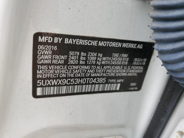 VIN 5UXWX9C53H0T04385 2017 BMW X3 no.13