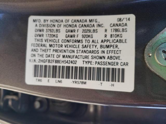 VIN 2HGFB2F88EH542402 2014 Honda Civic, EX no.12