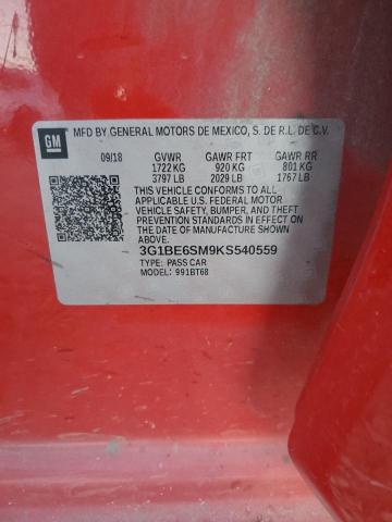 2019 CHEVROLET CRUZE LT - 3G1BE6SM9KS540559