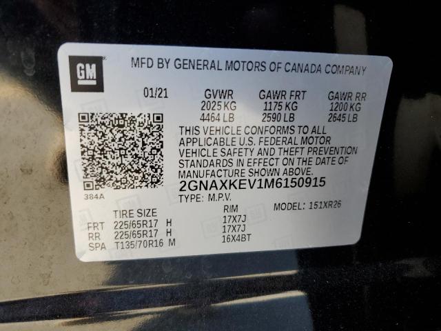 2021 CHEVROLET EQUINOX LT - 2GNAXKEV1M6150915