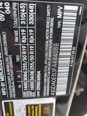 2015 MERCEDES-BENZ ML 250 BLU - 4JGDA0EB3FA484088