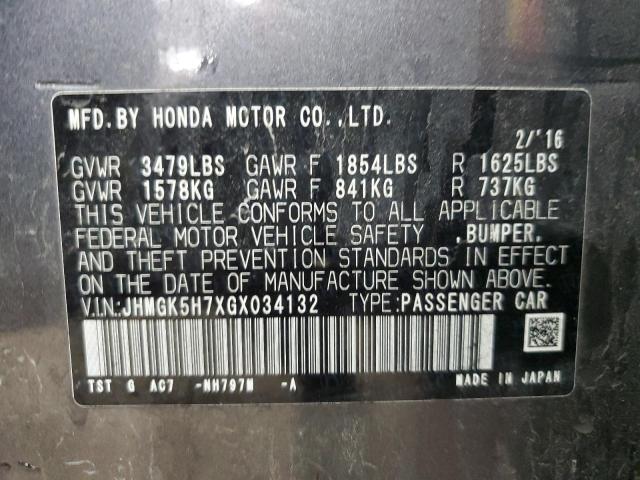 2016 HONDA FIT EX JHMGK5H7XGX034132
