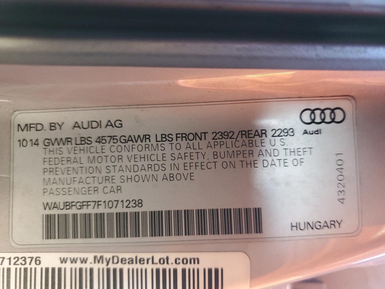 Lot #2904246853 2015 AUDI A3 PREMIUM