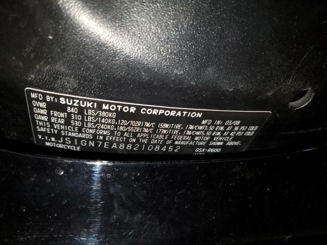 2008 SUZUKI GSX-R600 JS1GN7EA882108452