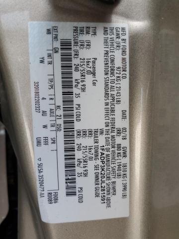 2018 FORD FOCUS SE - 1FADP3K20JL281591