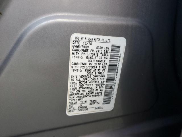 2015 NISSAN ROGUE SELE - JN8AS5MT7FW650647