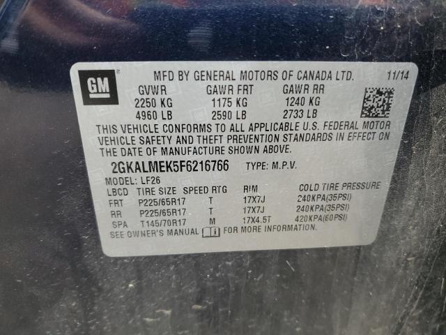 VIN 2GKALMEK5F6216766 2015 GMC Terrain, Sle no.13