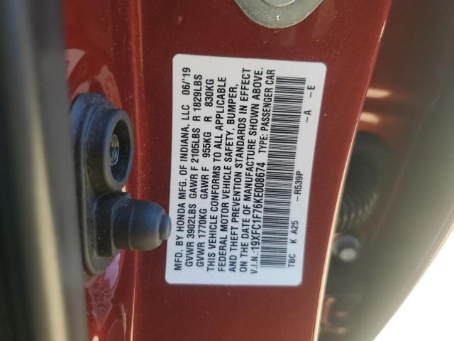 19XFC1F76KE008674 2019 HONDA CIVIC