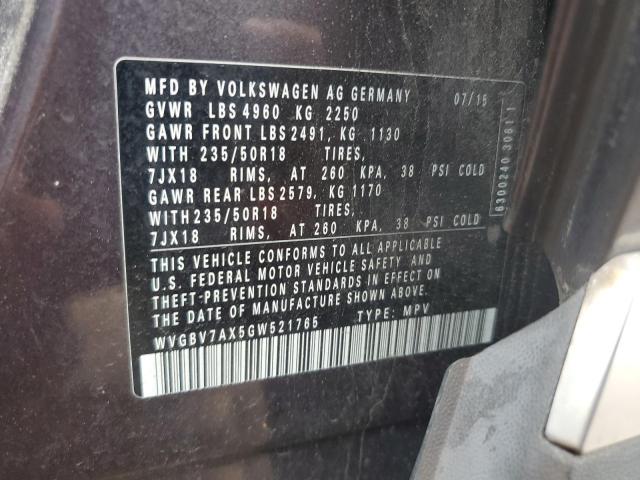 VIN WVGBV7AX5GW521765 2016 Volkswagen Tiguan, S no.13