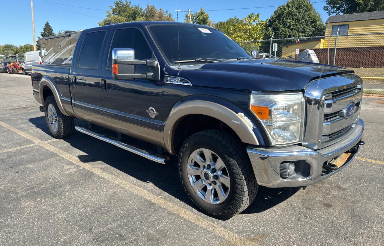 FORD F250 SUPER 2014 blue crew pic diesel 1FT7W2BT0EEB61961 photo #1