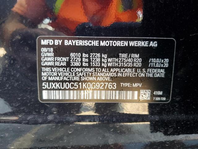 2019 BMW X6 SDRIVE3 - 5UXKU0C51K0G92763