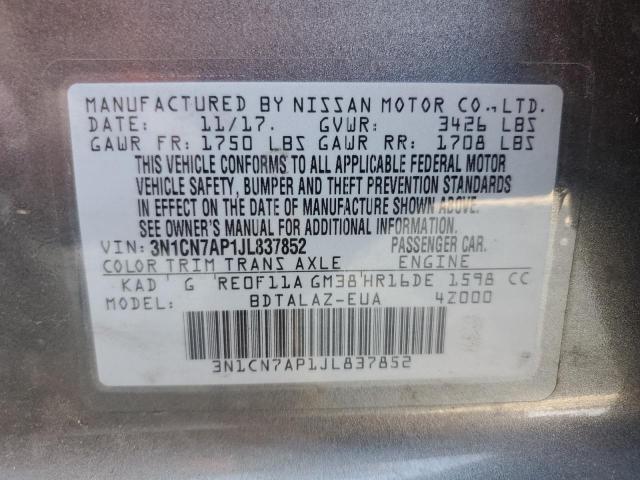 2018 NISSAN VERSA S - 3N1CN7AP1JL837852
