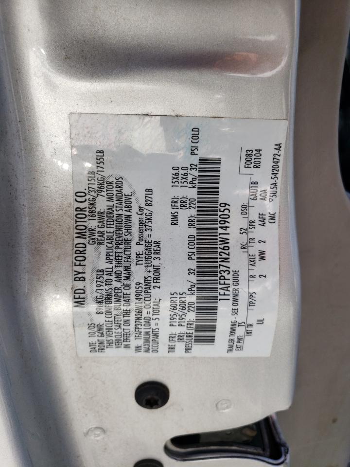 Lot #2923927890 2006 FORD FOCUS ZX5