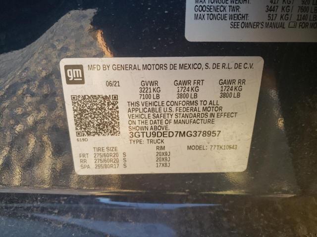 2021 GMC SIERRA K15 3GTU9DED7MG378957