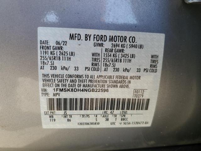 VIN 1FMSK8DH4NGB22596 2022 FORD EXPLORER no.13