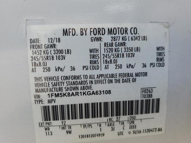 2019 FORD EXPLORER P - 1FM5K8AR1KGA63108