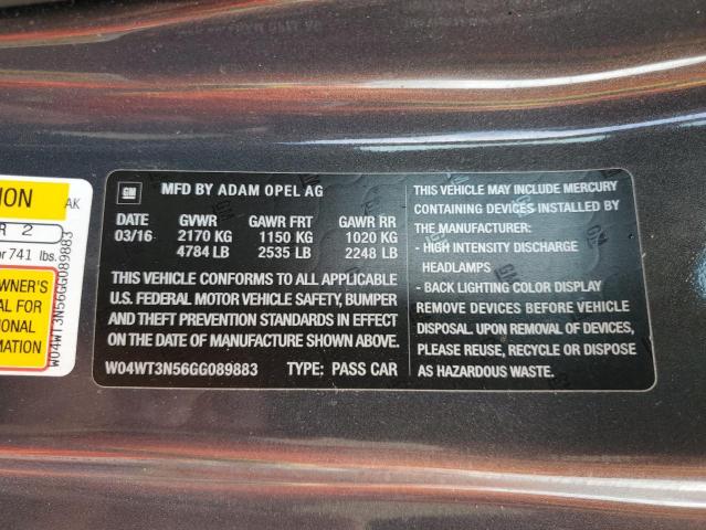 2016 BUICK CASCADA PR W04WT3N56GG089883