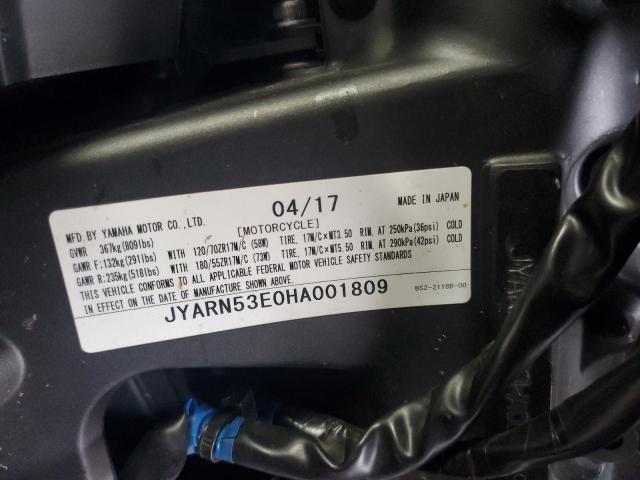 2017 YAMAHA FZ09 JYARN53E0HA001809
