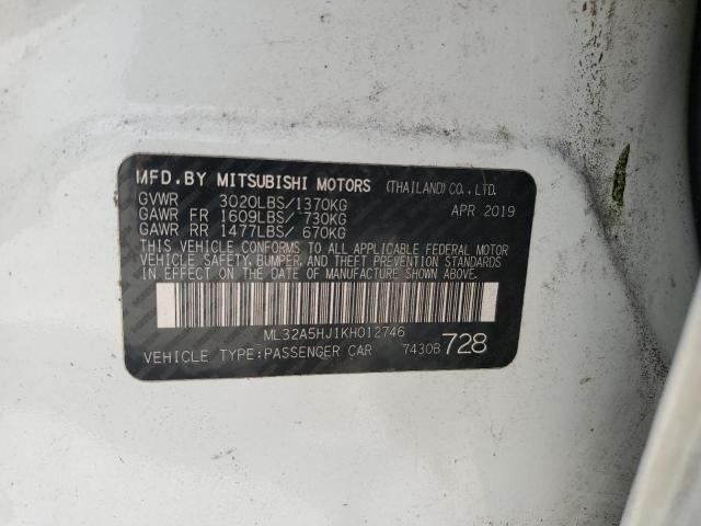 2019 MITSUBISHI MIRAGE LE ML32A5HJ1KH012746