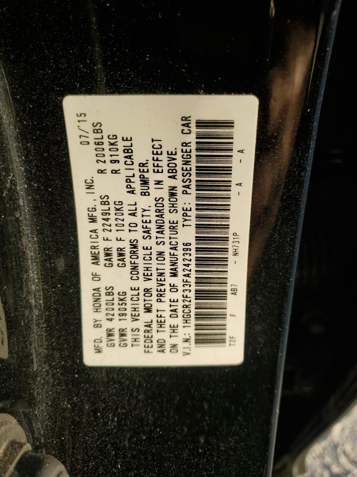 Lot #2878917673 2015 HONDA ACCORD LX