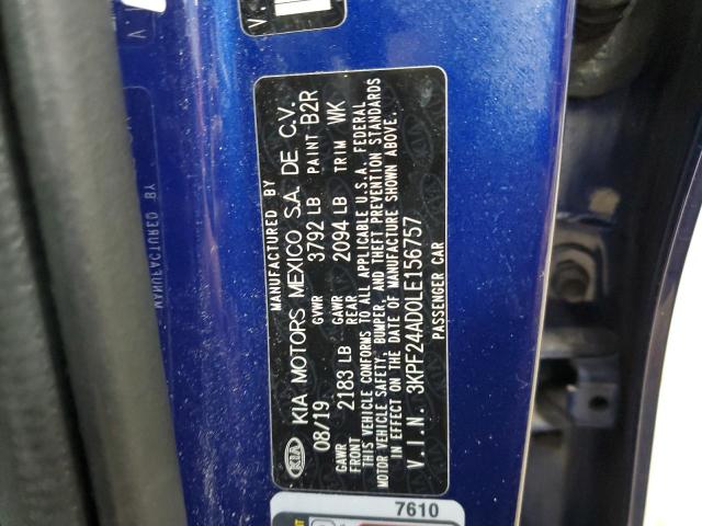 VIN 3KPF24AD0LE156757 2020 KIA Forte, FE no.12