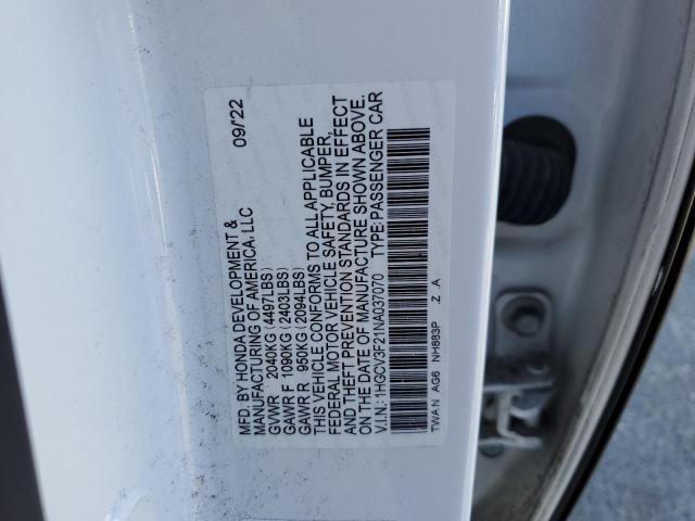 VIN 1HGCV3F21NA037070 2022 Honda Accord, Hybrid Sport no.12