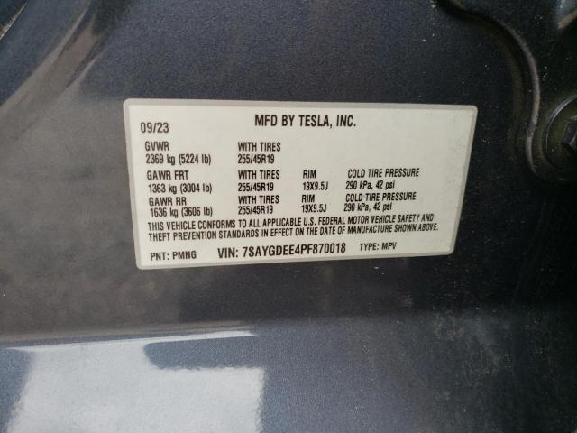 VIN 7SAYGDEE4PF870018 2023 Tesla MODEL Y no.14