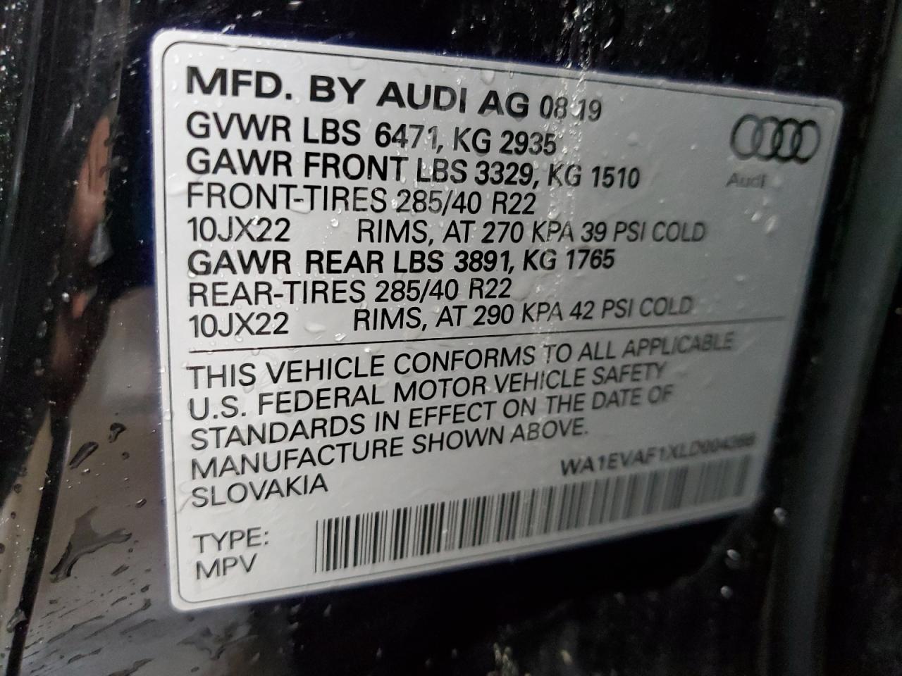 Lot #2919458411 2020 AUDI Q8 PREMIUM