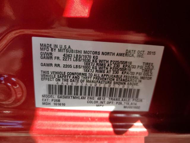 2015 MITSUBISHI OUTLANDER - 4A4AP3AW0FE057095